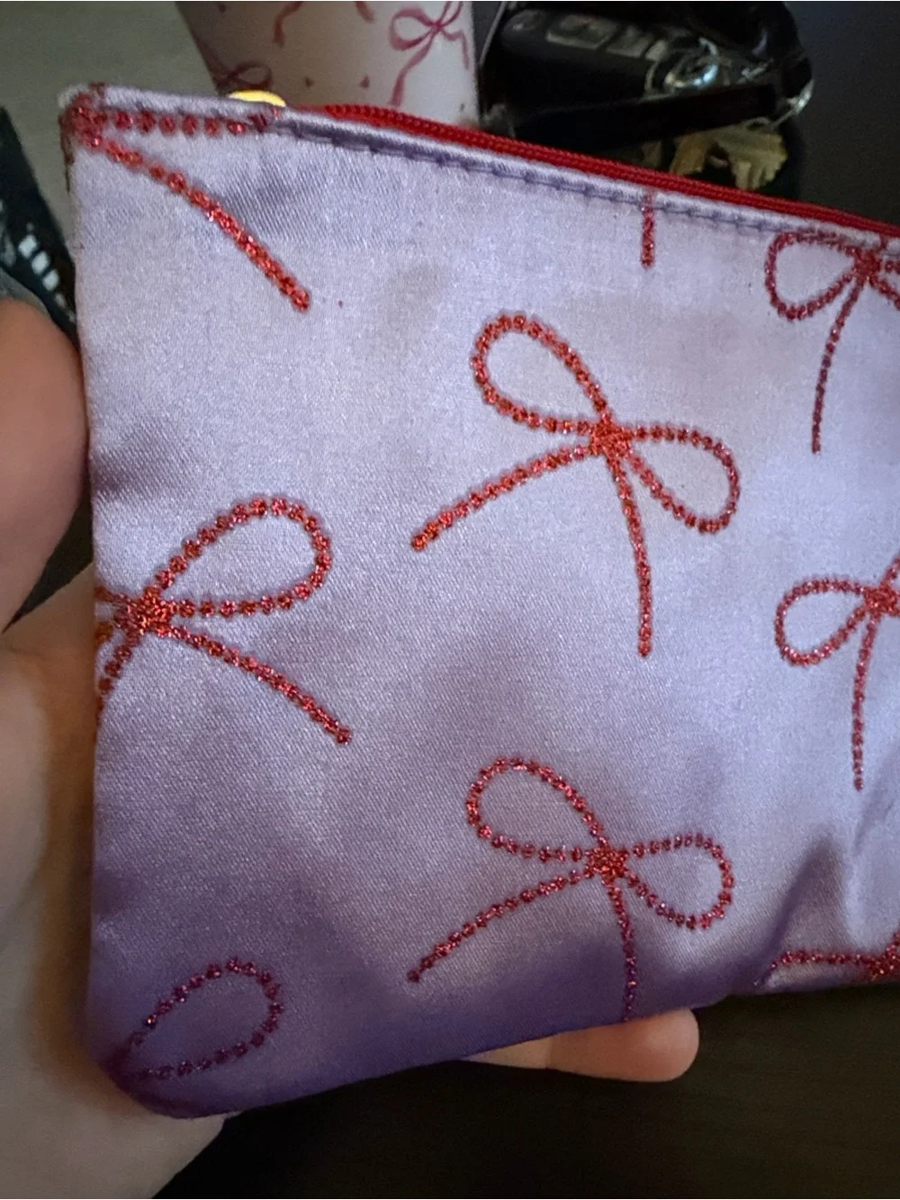 Ipsy Lavender with Bows Pouch December 2025